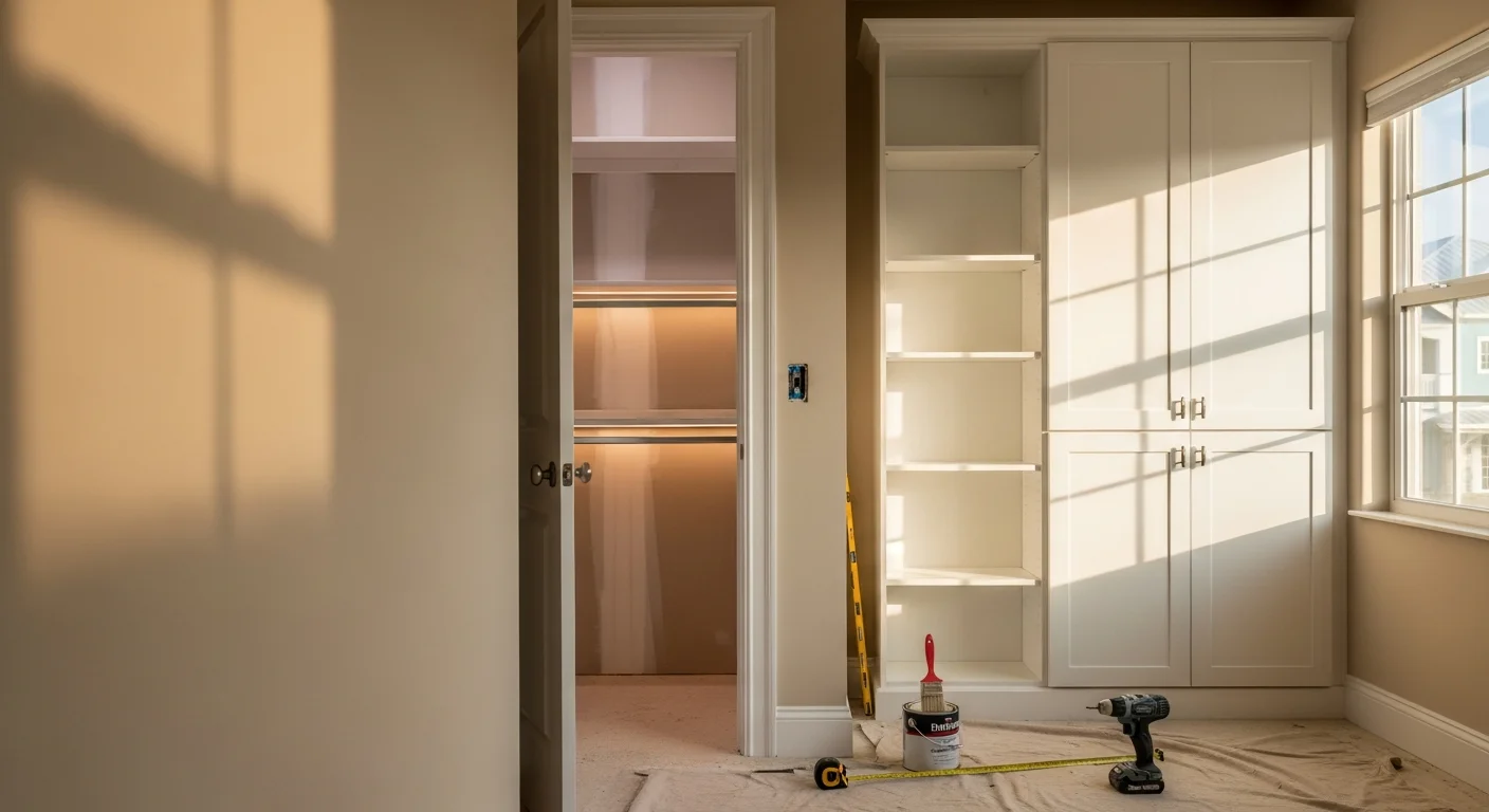 Custom cabinet installation and built-in closet remodeling in residential home
